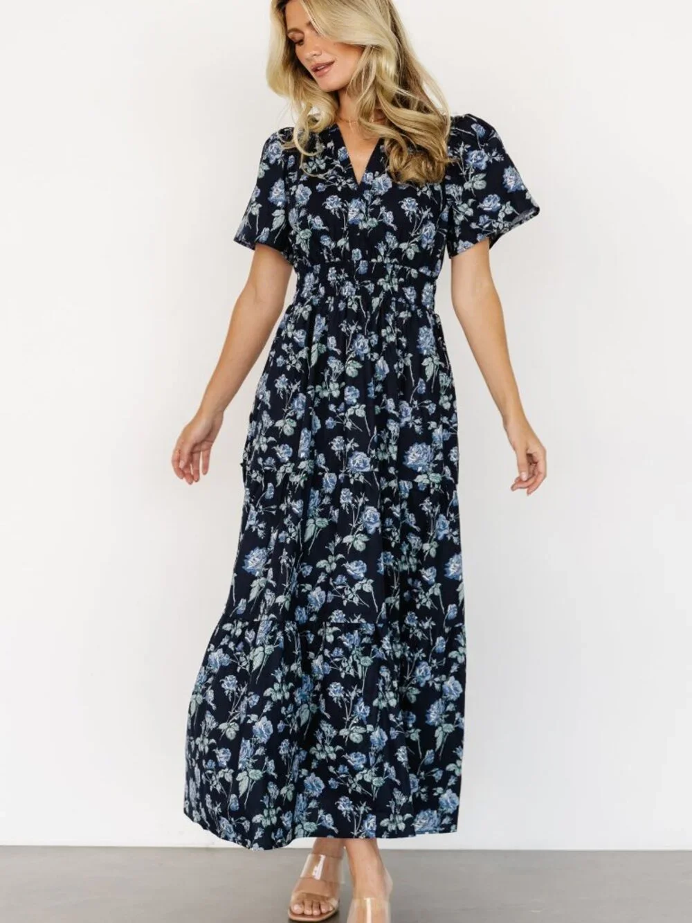 Baltic Born Kristin Maxi Dress | Navy Floral Size MM - Picture 5 of 5
